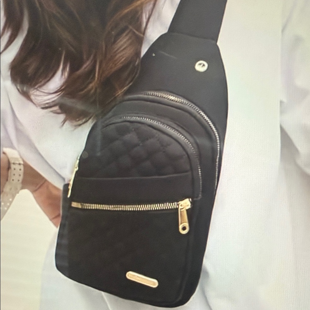 Black Quilted Sling Bag